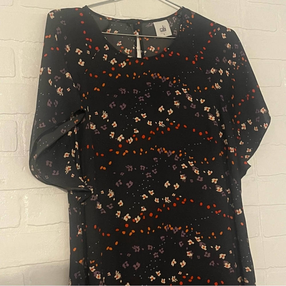 Cabi Womens Dress Floral Flowy Flutter Sleeves Work Office Short Sleeves Small - Picture 4 of 11